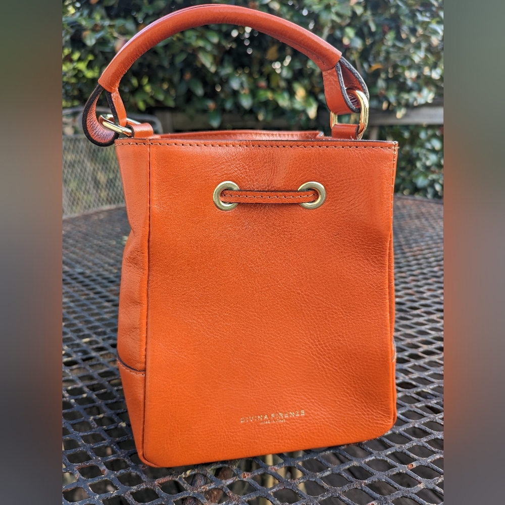 Orange leather Divina Firenze medium tote handbag